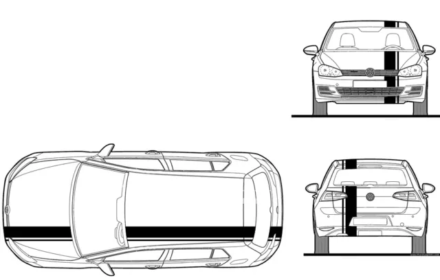 Single Bande Racing Stripes Decal Vinyle pour VW GOLF 7 VII 2012 2019 BD803-2 2