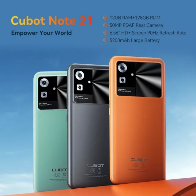 Cubot Note 40 Cheap 4G Smartphones Octa Core 12GB+256GB 6.56Inch HD 50MP  5200mAh Battery Android 13.0 Mobile Phone Face ID GPS