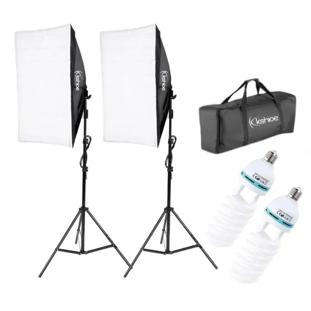 2x 135W Photo Studio Softbox Kit Continuous Lighting Video Light Soft Box Stand