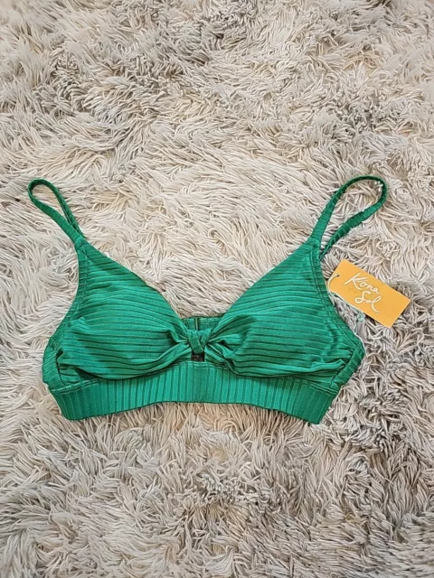 Emerald green Bikini Top Womens Padded size small knot detail on front