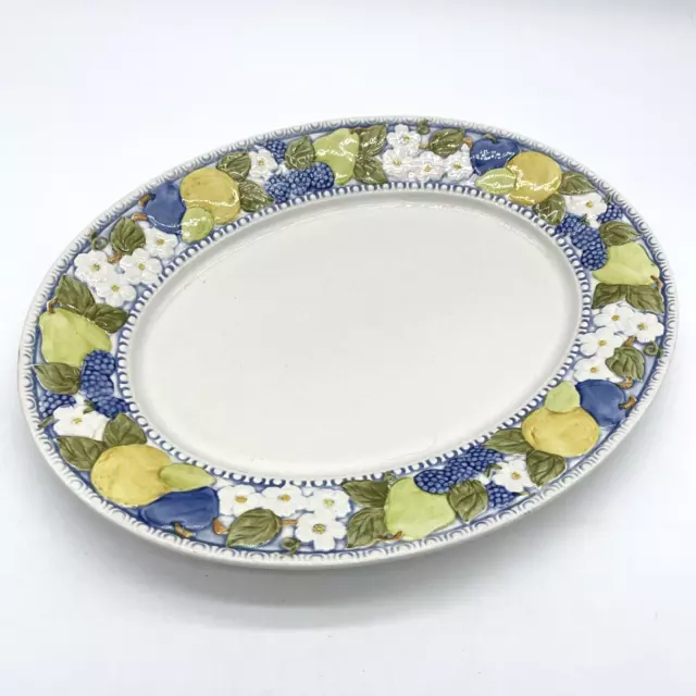 Metlox Poppytrail Vernon Ware Florence  Serving Platter Fruits Flowers 14x13 EUC