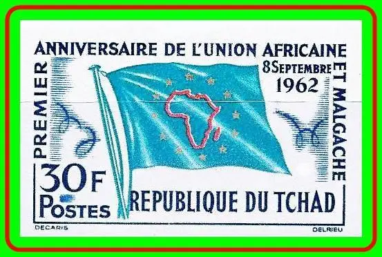 Chad 1962 Flaggen & Karten / Afrikanische Union Nicht Perforiert Sc # 85 MNH