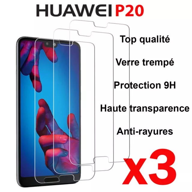 Protection Huawei P20 Verre Trempé Film Transparent Vitre Glass Screen Lot De 3