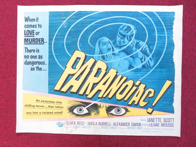 PARANOIAC! US HALF SHEET (22"x 28") POSTER OLIVER REED SHEILA BURRELL 1963