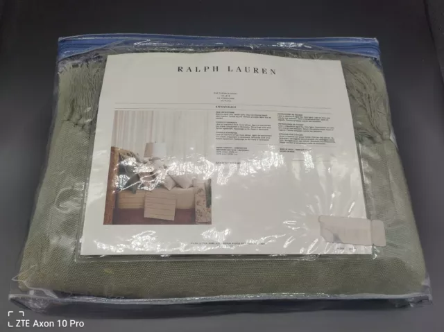 NIP RALPH LAUREN Annadale Sage Green 100% Linen Throw Blanket 54 in. x 72 in. 2