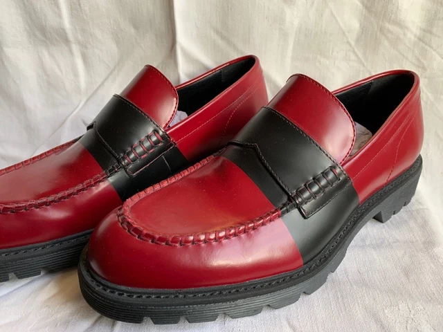 MAGNIFIQUES MOCASSINS EN cuir rouge et noir pour hommes Calvin