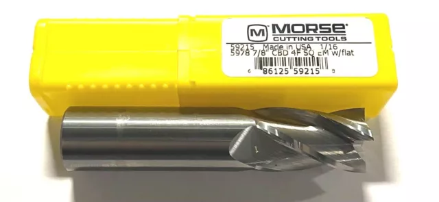 Morse 7/8" Carbide End Mill 4 Flute Single End USA Made