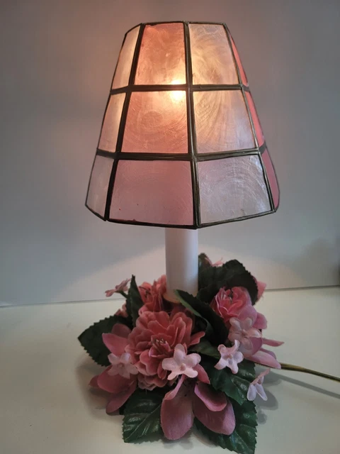 Brass Vintage Electric Candlestick Miniature Lamp with Frosted glass shade