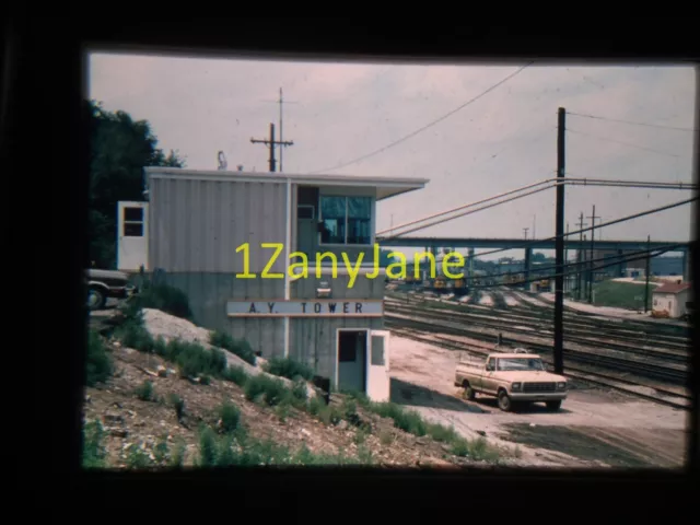 IS14 35MM TRAIN SLIDE Photo Engine Locomotive A.Y. TOWER AT RAIL YARD, TRUCK