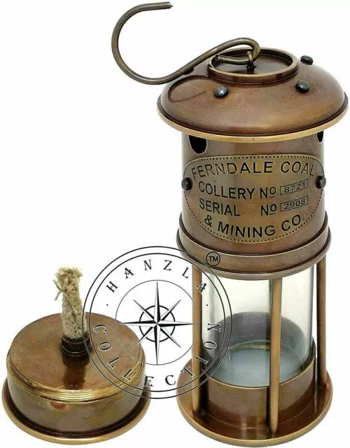 Antik Messing Nautisch Miner Lampe Vintage Stil 17.8cm Öl Lampe