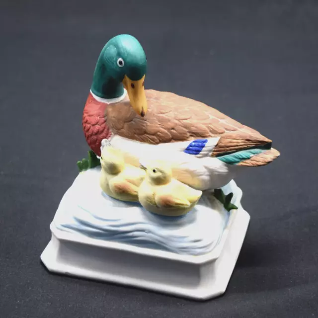 Vintage Gorham Japan Mallard Duck & Ducklings Musical Figurine - SEE VIDEO