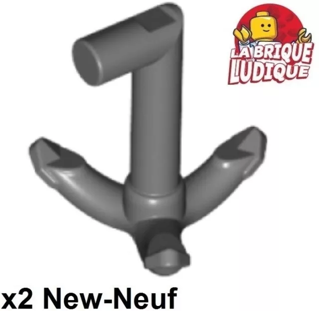 Lego 2x hook crochet grappin grappling bar poignée gris foncé/dark b gray 15534