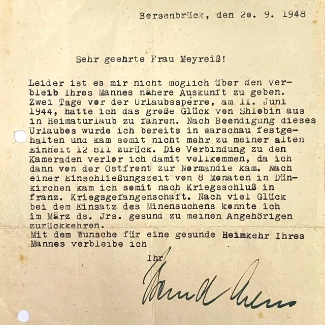 Normandy Letters WW2 GERMAN LETTER 1948 Fought In Dunkirk Normandy For 8 Months POW In ...