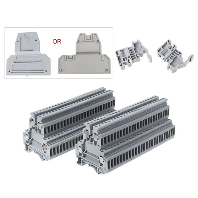 50 Pcs UKK3 DIN Rail Double Level Row Terminal Block 500V 25A 28-12AWG Gray