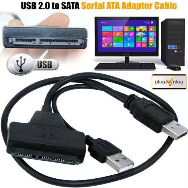 USB 2.0 À SATA 22Pin 2.5 Pouces Disque Dur SSD Adaptateur Connecteur Câble Plomb