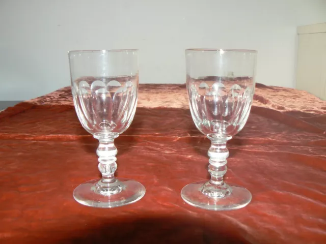 2 Ancien Verres Sur Pied Cristal Facettes Liqueur Xix Xx Baccarat? Vintage Apero