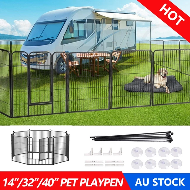 14/32/40& PET DOG Playpen Enclosure 8 Panel Cage Puppy Fence Exercise ...