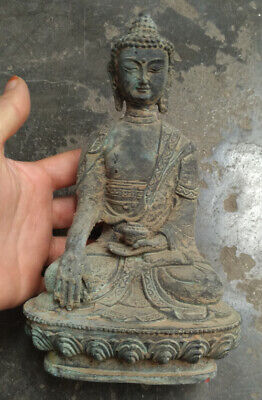 collectable Old earth Terracotta antique Bronze Shakyamuni Sit Buddha Statues