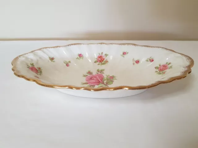 Vintage Crown Ducal Oval Serving Dish Rose Theme Made In England.