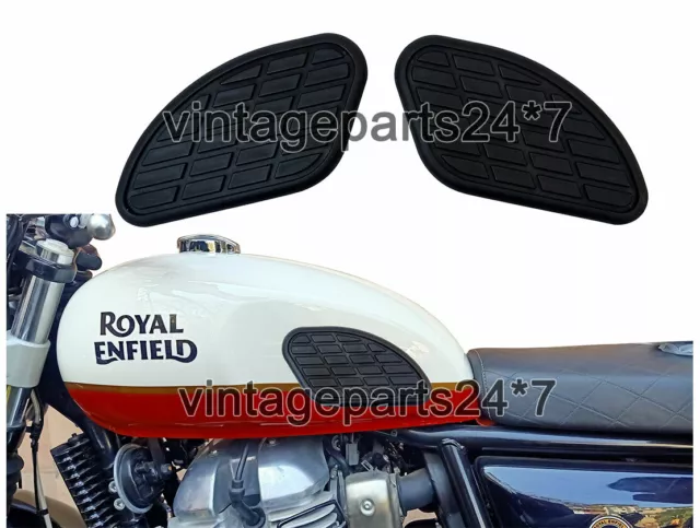 Royal Enfield Gt & Interceptor 650 Carburant Caoutchouc Genouillères Paire Noir