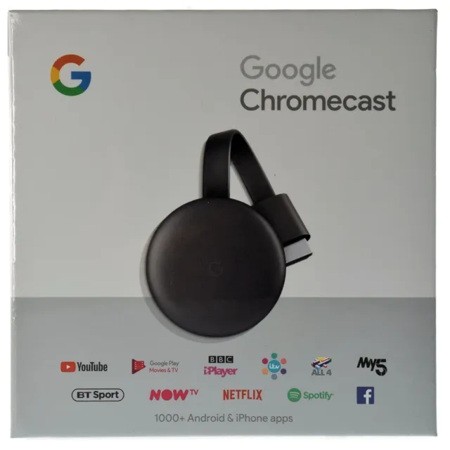 Google Chromecast 3 Digital HDMI Media Video Streamer 2018 Charcoal GA00439-US
