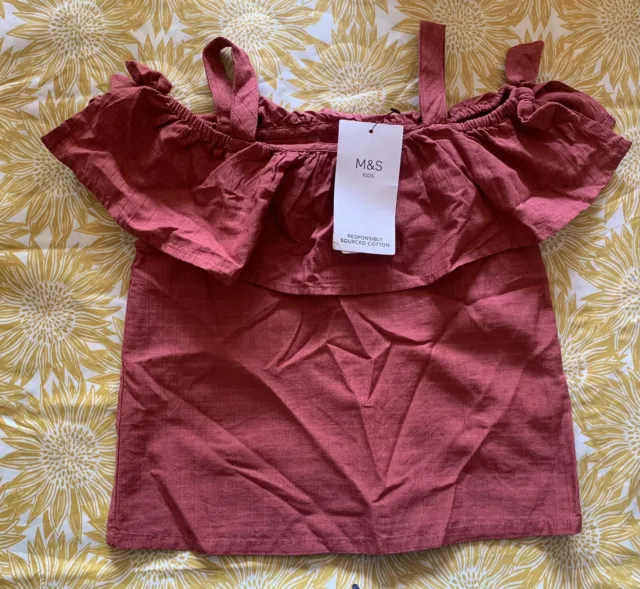 marks and spencer girls terracotta brown top NEW age 7-8 years RRP £14