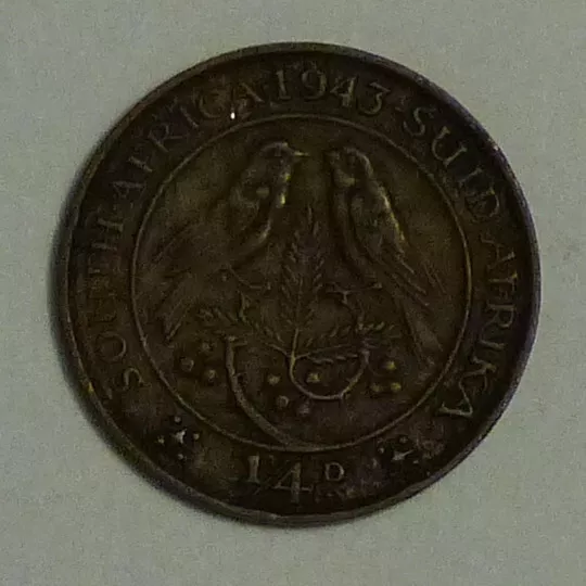 1943 Quarter Penny 1/4d South Africa coin