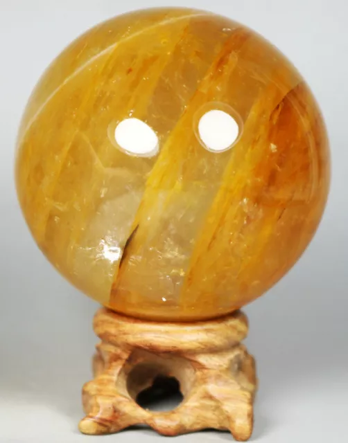 NATURAL Yellow PHANTOM MULTI INCLUSIONS Rainbow CRYSTAL polishing sphere Ball