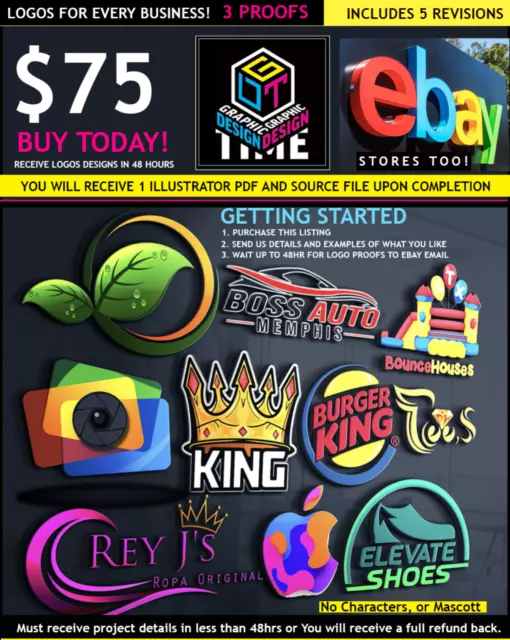 Professional Custom LOGO design For Ebay Stores, Businesses AI, PDF, JPG, PNG