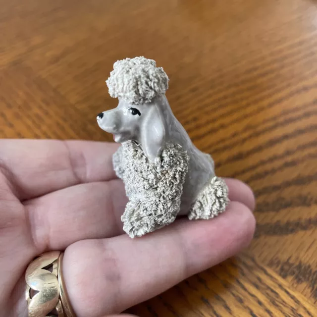 Vintage Hardie Arnita Ceramic Pottery Spaghetti Poodle Gray Dog Mini Figurine