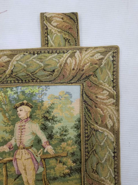 Vintage French Couple Scene Wall Hanging Tapestry 34x33cm 3