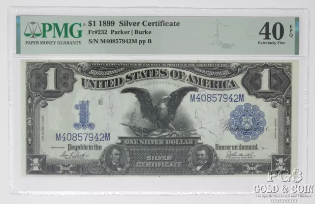 1899 $1 Silver Certificate Fr#232 Parker/Burke pp B XF40 EPQ PMG 27293