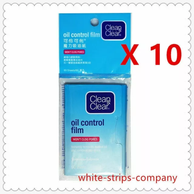 (Pack of 10) Clean & Clear Oil Control Film Blotting Paper --total 600 sheets