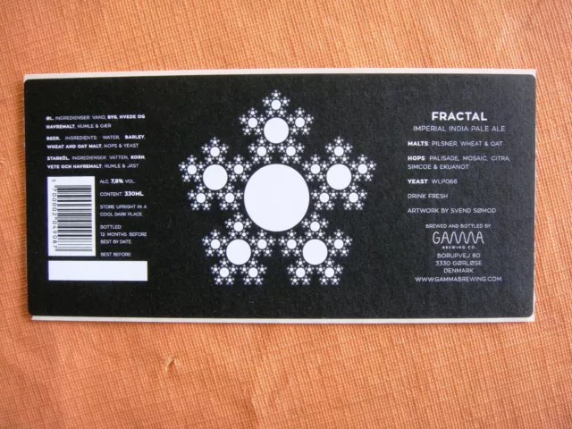 Danish microbrewery beer label - Gamma Bryghus - Fractal - DENMARK