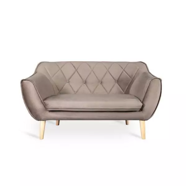 Sofá 2 plazas marrón elegante diseño moderno de lujo muebles de madera acolchado tela nuevo