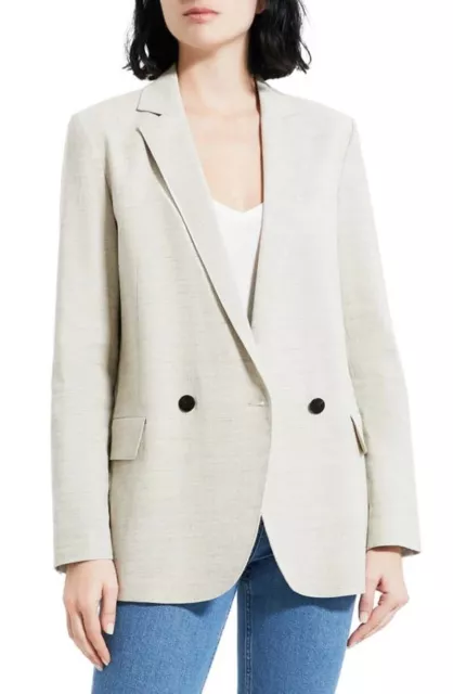 Theory New NWT Double Breasted Linen Oat Blazer Jacket 12