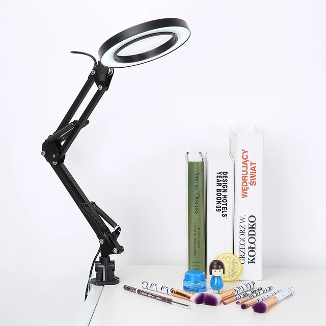 Clamp Mount LED Magnifier Lamp Salon 5X Magnifying Lamp Eyeliner Manicure GDT