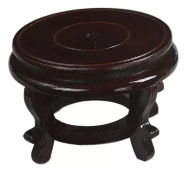 6" Wooden Rosewood Fishbowl Display Vase Stand Plant Pot Display Stand