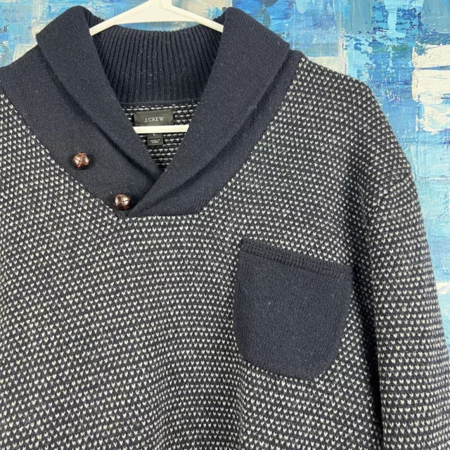 J.Crew Shawl Collar 100% Lambswool Men’s Sweater Blue Size Large