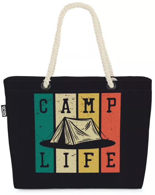 Camp Life Zelten Ausflug Beach Bag Camping urlaub weiss gelb Camper zelt van au