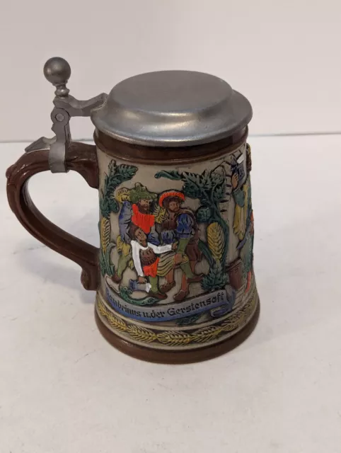 Vintage Collectable 1960s Original Old German Lidded Gerzit Beer Stein