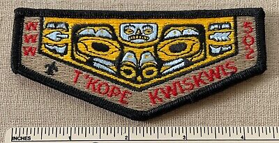 Vintage OA T'KOPE KWISKWIS Lodge 502 Order of the Arrow Flap PATCH Boy Scout WWW