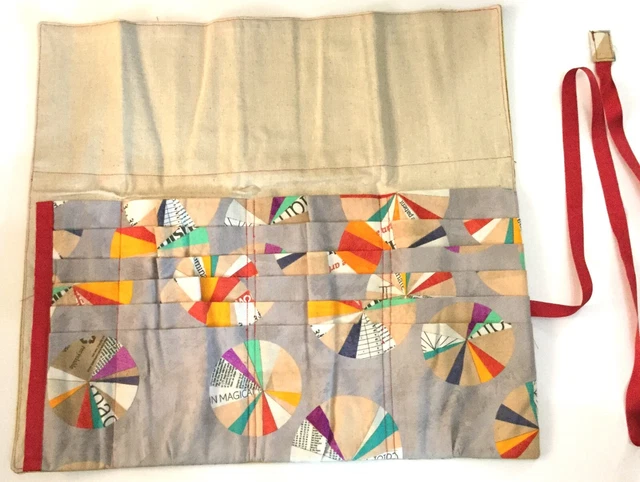 Large Handmade Fabric Artist Pencil Art Supply Roll Up Carrying Case