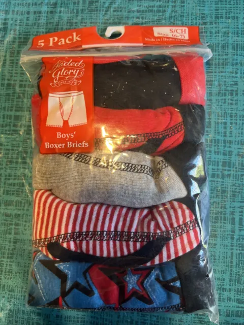 NWT Boys Boxer Briefs Sz Small 6/7 Pack Of 5 Pairs!Stars Stripe Outer Space