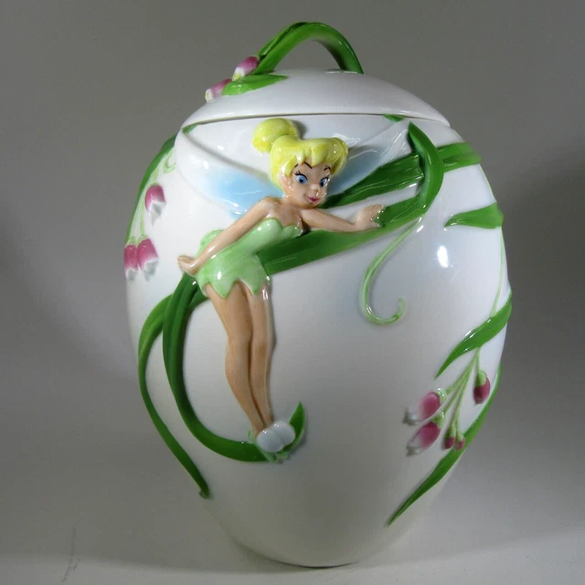 DISNEY TINKERBELL Spring Meadow porcelain COOKIE JAR Tinker Bell vintage retired DISNEY TINKERBELL Spring Meadow porcelain COOKIE JAR Tinker Bell vintage retired