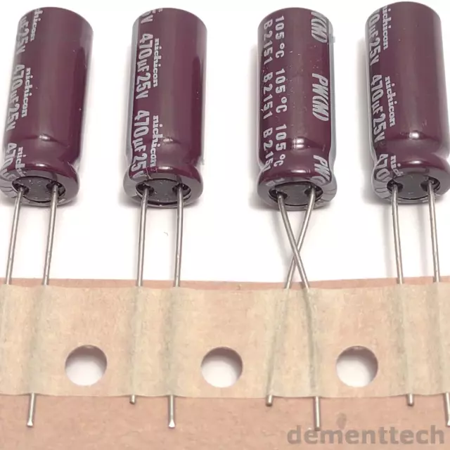 4x 470uF 25V Nichicon PW Low-ESR Impedance 105C Narrow 8mm Capacitors caps 8x20