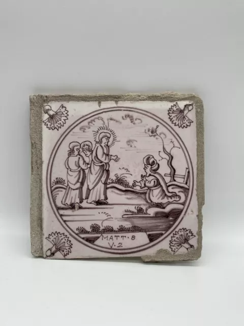 An 18Th Century Manganese Delft Biblical Tile, Probably Dutch 
