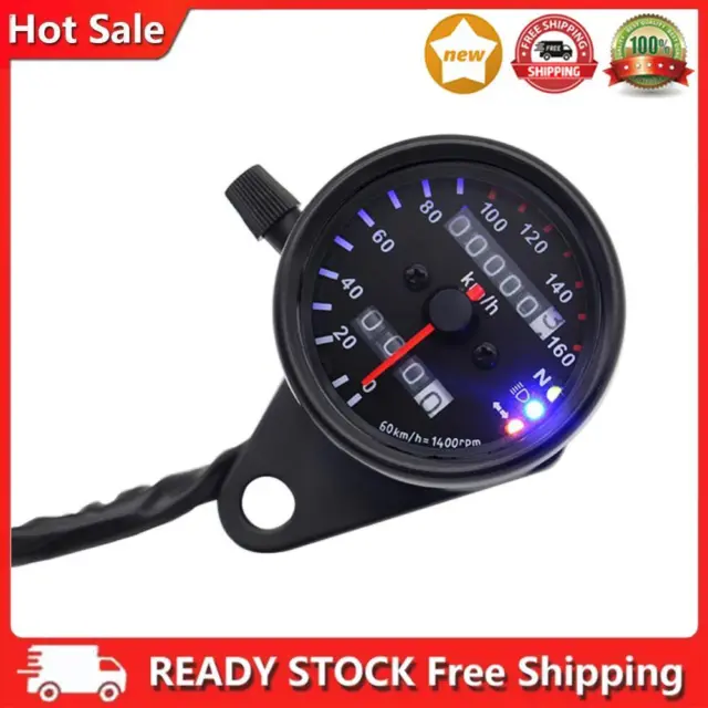 Retro 12V Motorcycle Speedometer Odometer with Neutral Gear Headlight Indicator