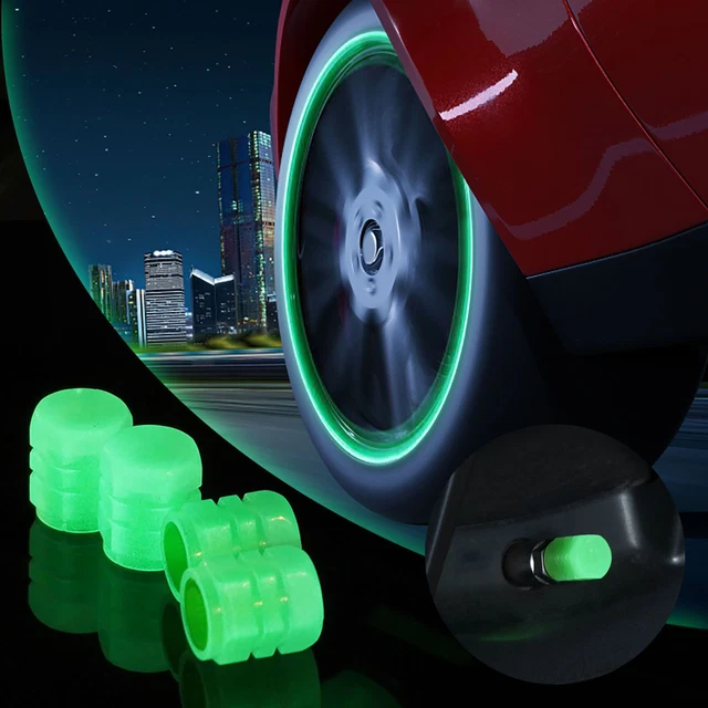 Stem Caps,4 Pack Tire Valves Caps,Universal Handmade Rhinestones Led Light for