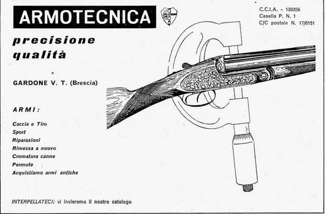 Pubbl.1965 Armi Caccia Tiro Sport Armotecnica Gardone V.t.brescia Precisione